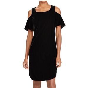 NWT Ralph Lauren Black Velvet Cold Shoulder Dress Size 10